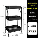 Foldable Storage Rack Small Cart Storage Rack Multi Layer Floor-standing Storage Rack Kitchen Snack Rack Toilet Mobile Storager