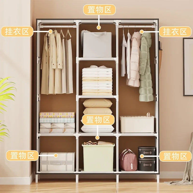 Multifunctional Dust Cloth Wardrobe, Home, Bedroom Clothing Cabinet Assembly Storage Cabinet
