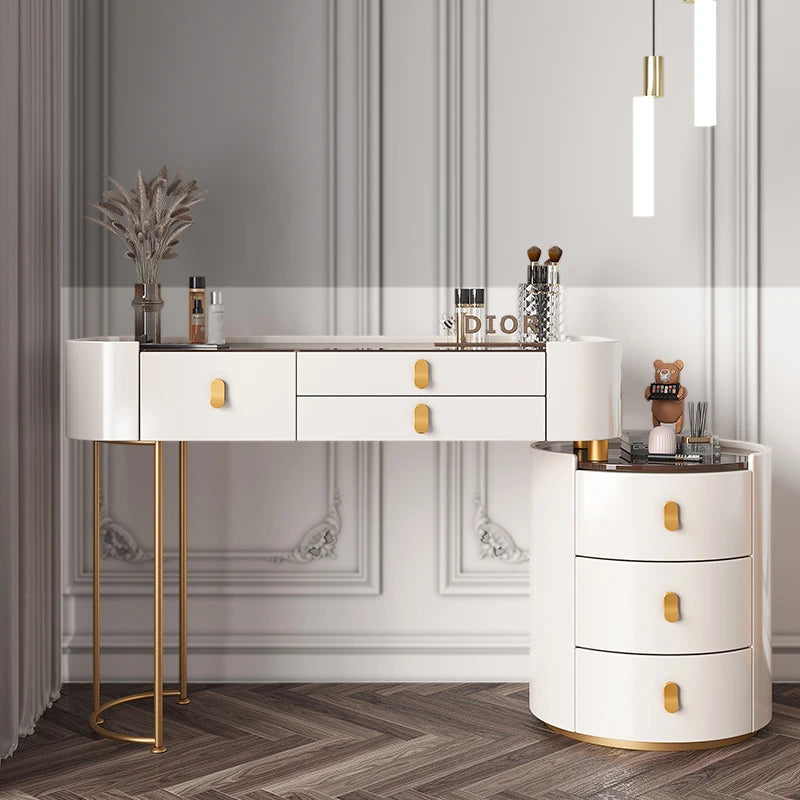 Dressing table glass desk bedroom modern makeup table wooden drawers Storage vanity chair comfortable furniture for bedroom