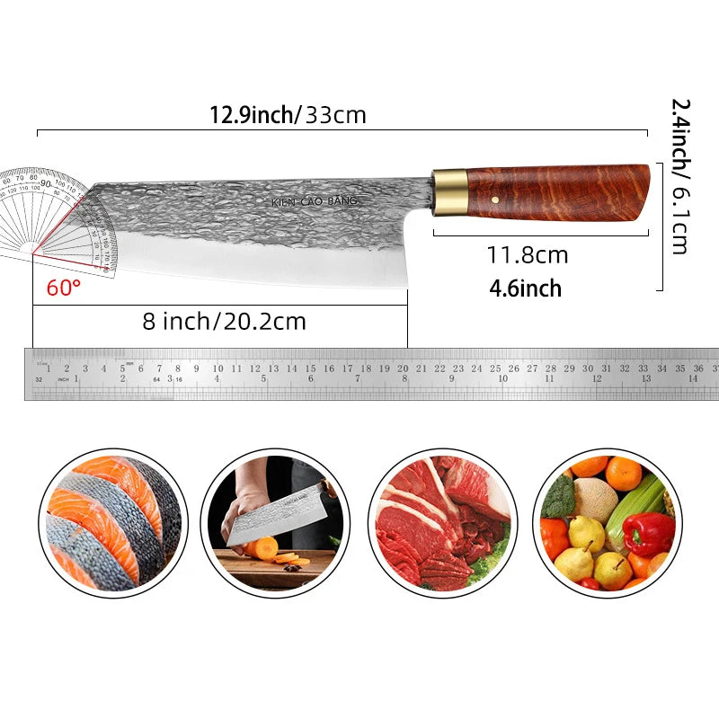 Japanese-style kitchen knife, kitchen cooking accessories, hand-forged stainless steel multi-purpose knife, gift box included