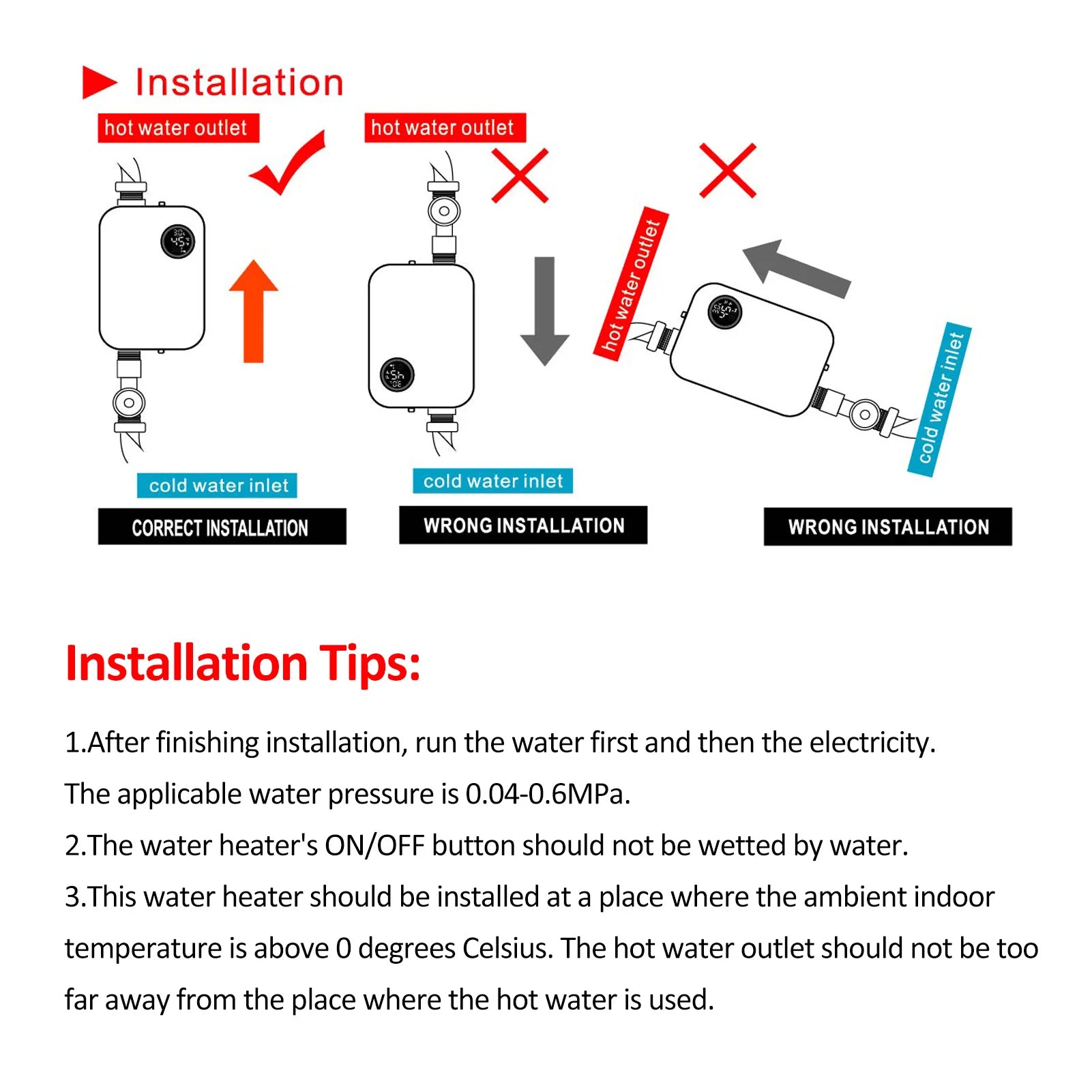 Instant Water Heater 3500W 220V Mini Tankless Instant Hot Water Heater Bathroom Kitchen Washing With Digital Temperature Display