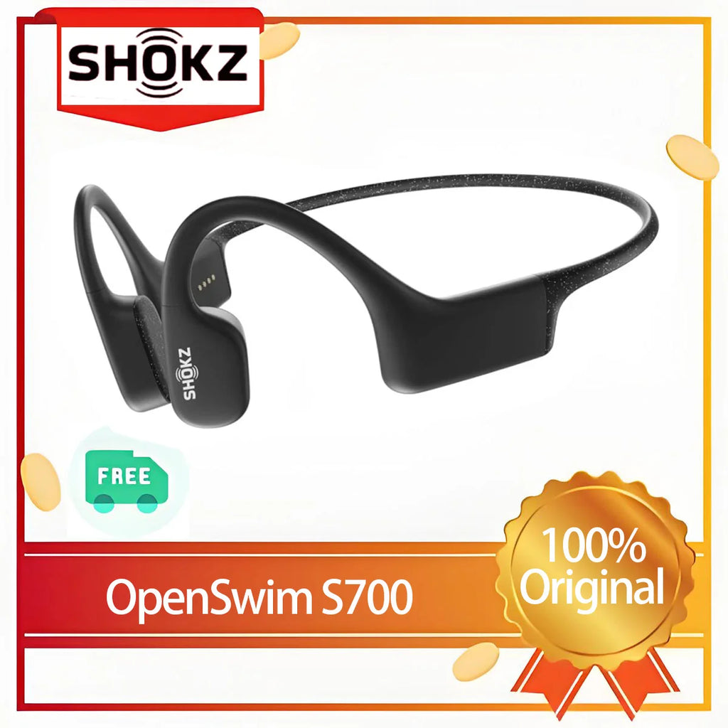 Shokz OpenSwim Shokz S700 Bone Conduction 4GB MP3 Music Player IP68 Waterproof Wireless Earphones for Swimming,Sports,Running
