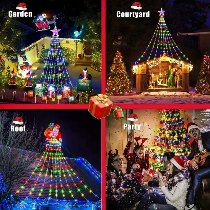 7FT 400LEDs Smart Christmas Tree Lights Fairy LED Lights with Star Topper DIY Color Changing App Remote for Christmas Tree Decor