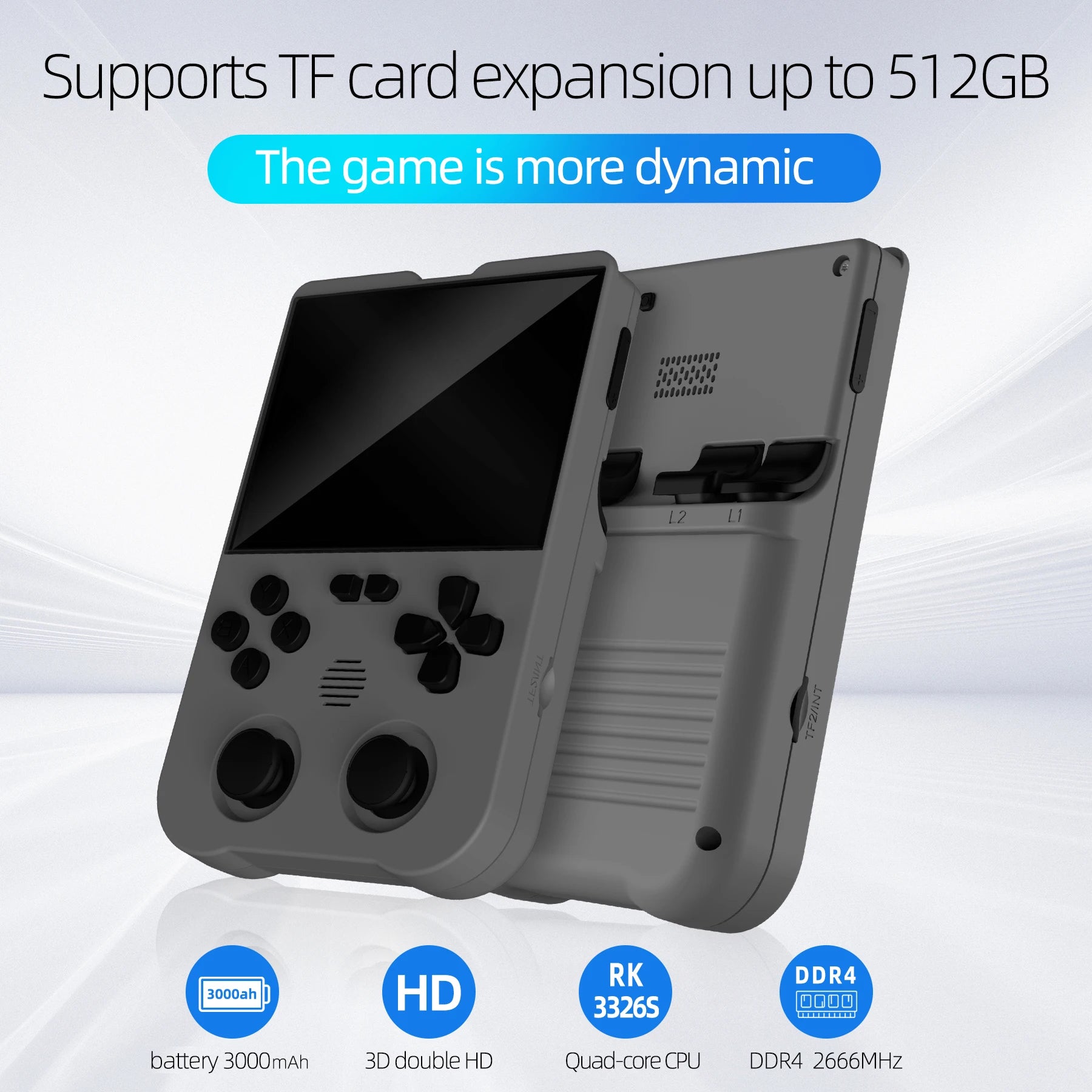 Ampown XU10 Handheld Game Console 3.5" IPS Screen 3000mAh Battery Linux System Built-in Retro Games Portable Video Game Console