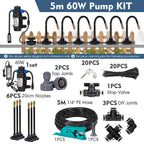 60w Self-priming Pump Garden Misting Cooling System 360° Free-bend Misting Nozzle Adjustable Fine Atomizer for Outdoor Watering