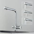 Pure Water Kitchen Faucet Chrome Stainless Steel Dual handle Hot Cold Water Mixer Tap Filtered Deck Mounted Torneira Crane Tap