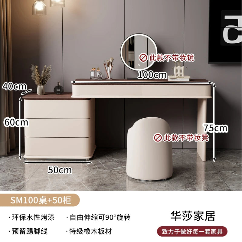 Makeup Mirror Wooden Dresser Set Bedroom Brown Natural Modern Vanity Dressers Nordic Storage Drawer Coiffeuse House Accessories