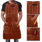 Cowhide Welding Apron Heavy Duty Apron Industrial Use Maximum Protection Tool Storage 6 Large Pockets Chest To Knees Coverage