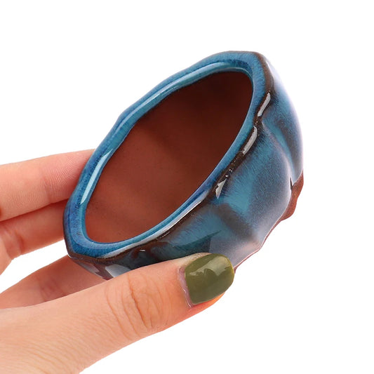 1PC 7.5x5.7x4cm Minimalist Appearance And Color Bonsai Flowerpot Ceramic Craft Plant Pot Planter Garden Decor