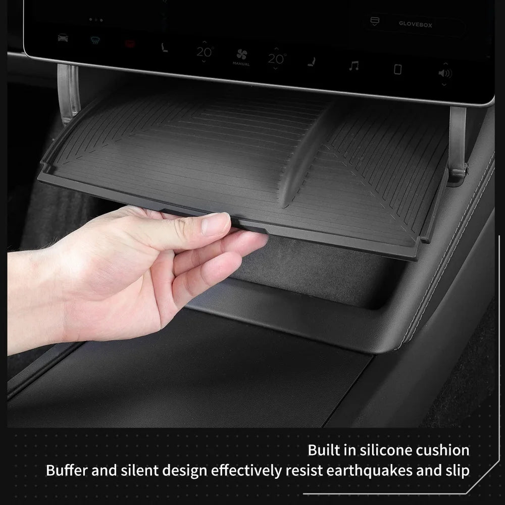 For Tesla Model Y Juniper 2025 Model 3 Highland 2024 Under-Screen Hidden Storage Box Behind Screen Center Console Organizer Case
