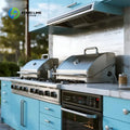 Customized 304 Stainless Steel Outdoor Kitchen Cabinets Bbq Grill with Microwave Stand Backyard Patio Garden Outdoor Kitchen