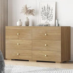 Dresser for Bedroom 6 Drawer Wood Dresser 58.3" Wide, Large Chest of Drawers for Bedroom, Living Room, Hallway, Entryway, Modern