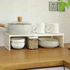 1/2pcs Kitchen Stretchable Cabinet Shelf Cupboard Separated Storage Rack Countertop Organizer Spice Organizer Shelf Save Space