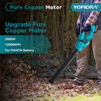 Yofidra Cordless Electric Blower with 1/2 Battery Leaf Blower Snow Dust Blower Garden Power Tool For Makita 18V Battery Pin