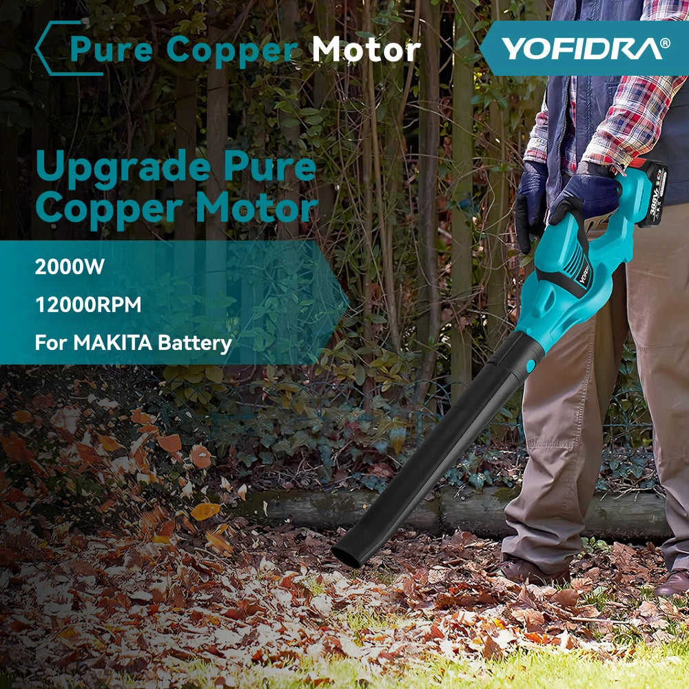 Yofidra Cordless Electric Blower with 1/2 Battery Leaf Blower Snow Dust Blower Garden Power Tool For Makita 18V Battery Pin