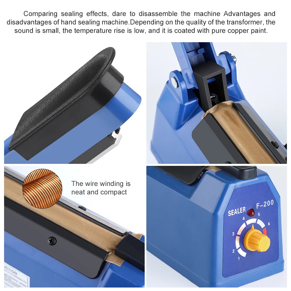 Electric Heat Bag Sealing Machine Portable Plastic Bag Sealer Hand Press Food Seal Plastic Bag Impulse Sealer Fast Heat Packagin