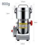 800G/2500G High Power Electric Grain Mill Grinder Swing Spice Grinders Stainless Steel for Herbs, grains, spices, cereals, corn