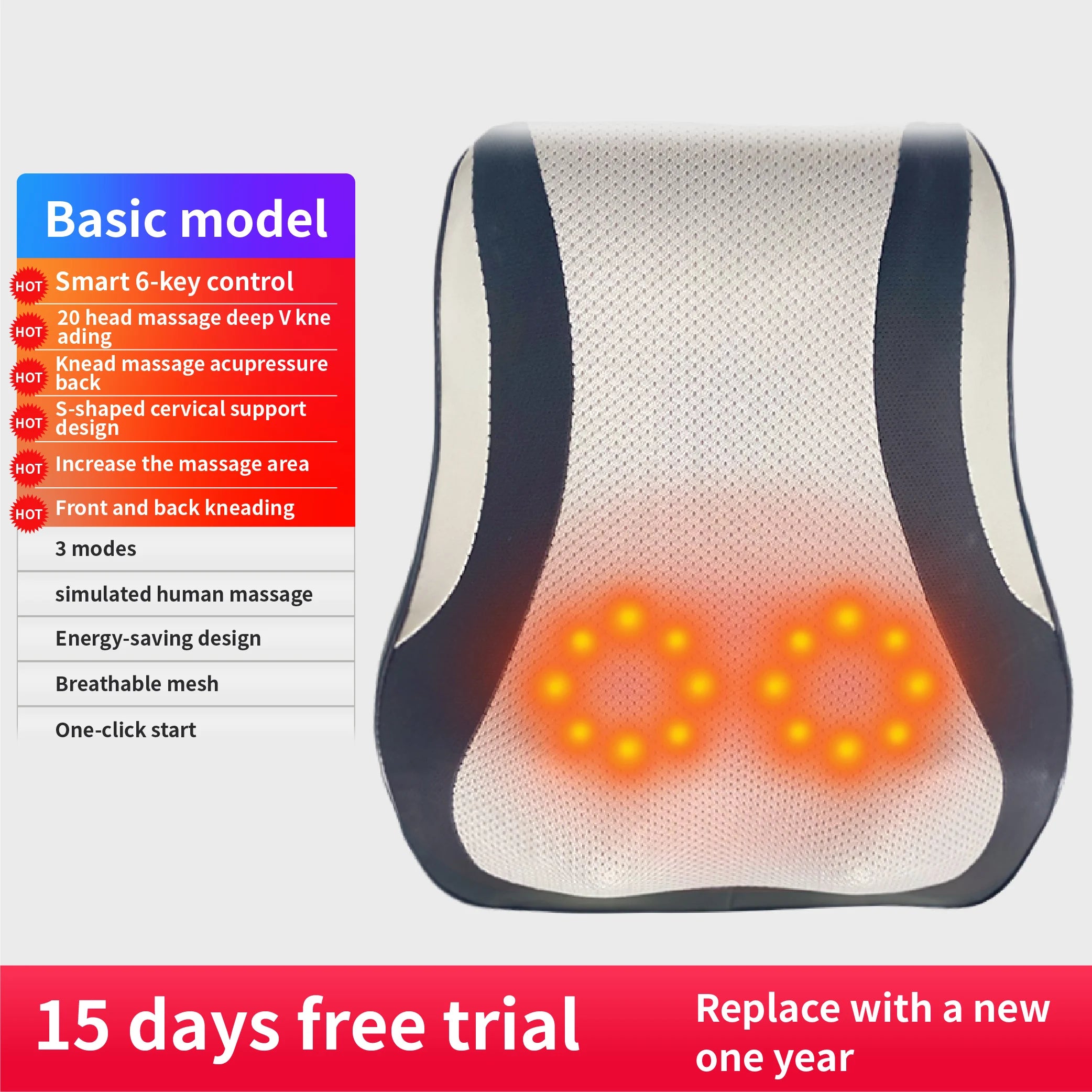 Shiatsu Neck & Back Massager Pillow - Electric Heating & Vibration for Car/Home | AlluCanFind