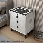 Minimally Modern Intelligent Bluetooth Speaker Bedside Table Household Smart Cabinet with Lights and Wireless Charging