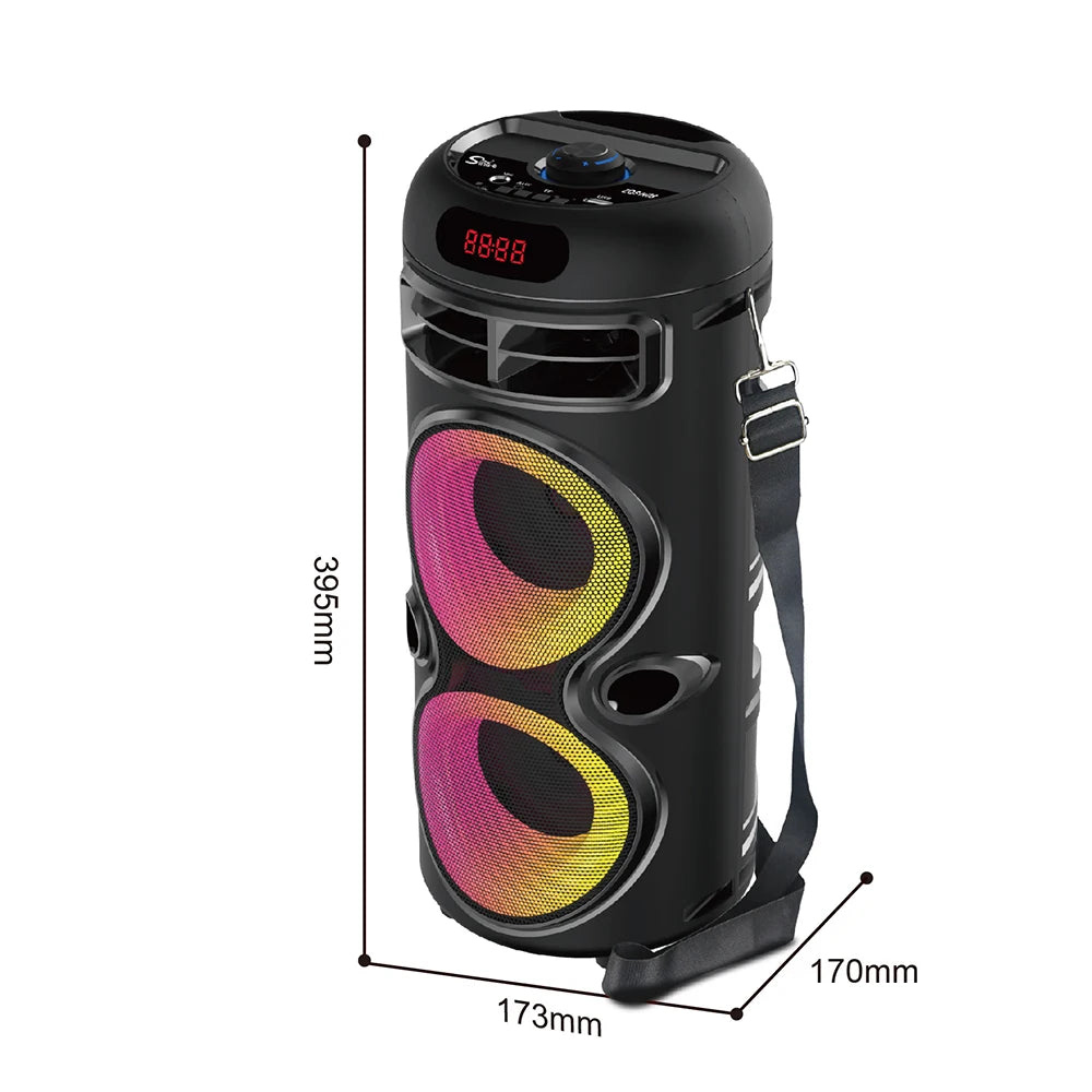 ZQS42106 Portable Dual 4-inch Bluetooth Speaker Wireless Charging Long Range BT/USB/TF/AUX/MIC/FM/Colorful Karaoke Outdoor