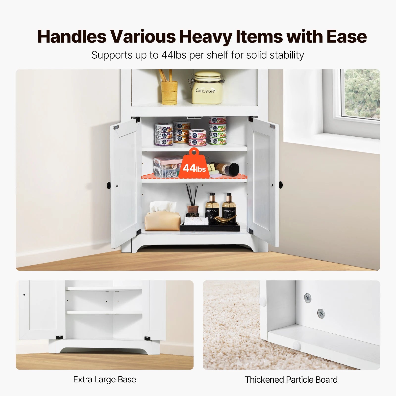 SucceBuy 32"/64"/68" Corner Storage Cabinet w/ Shelves Freestanding Corner Cabinet for Living Room Kitchen Laundry Room Bathroom