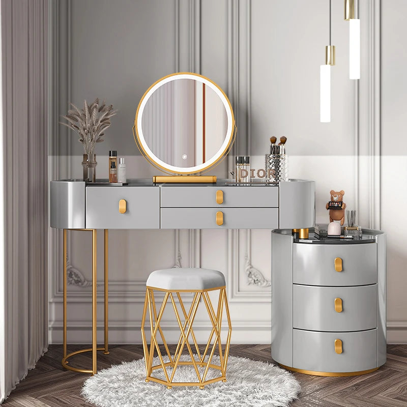 Dressing table glass desk bedroom modern makeup table wooden drawers Storage vanity chair comfortable furniture for bedroom