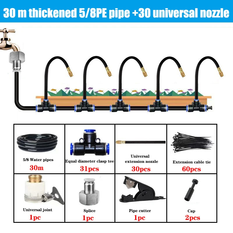 DIY 5-30M Free Bending Universal Spray Kit for Backyard Cooling Humidification Sprayer Garden Flowers Plant Watering Irrigation
