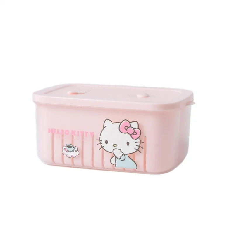 Hello Kitty Kuromi Kitchen Food Storage Containers  Vegetable Washing Basin and Drain Basket  Plastic Fruit Bowl for Home Use