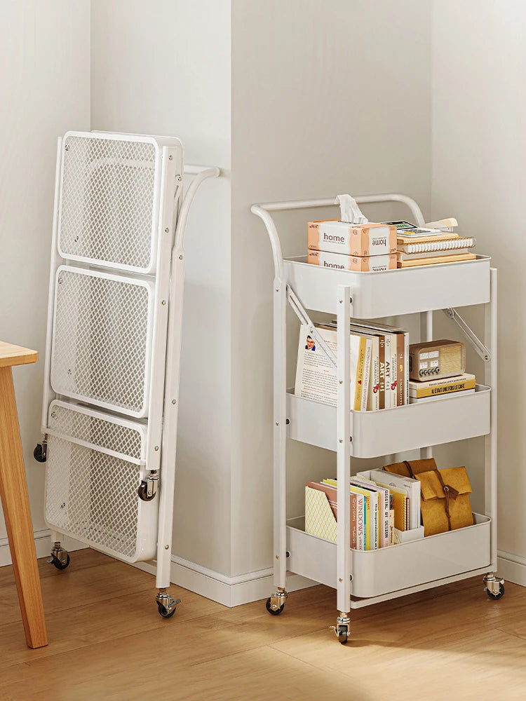 Foldable storage rack Small cart storage rack Multi story floor storage rack Kitchen snack rack Toilet mobile storage rack