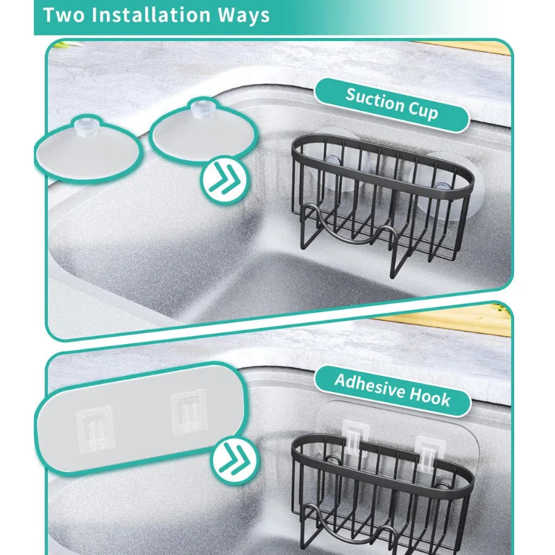 Kitchen Stainless Steel Sink Drain Rack Sponge Holder Faucet Storage Suction Cleaning Tool Drainer Shelf Organizer Accessories