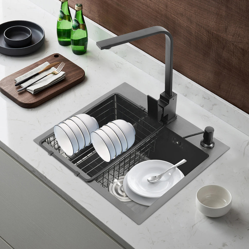 45*40*20cm 201 Stainless Steel Kitchen Sinks Recessed Sinks Sink Units Kitchen Taps Sinks with Drains Black