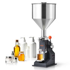 VEVOR 5-100ml Manual Paste Liquid Filling Machine Stainless Steel Adjustable Bottle Filler with Hopper for Water Juice Oil Honey