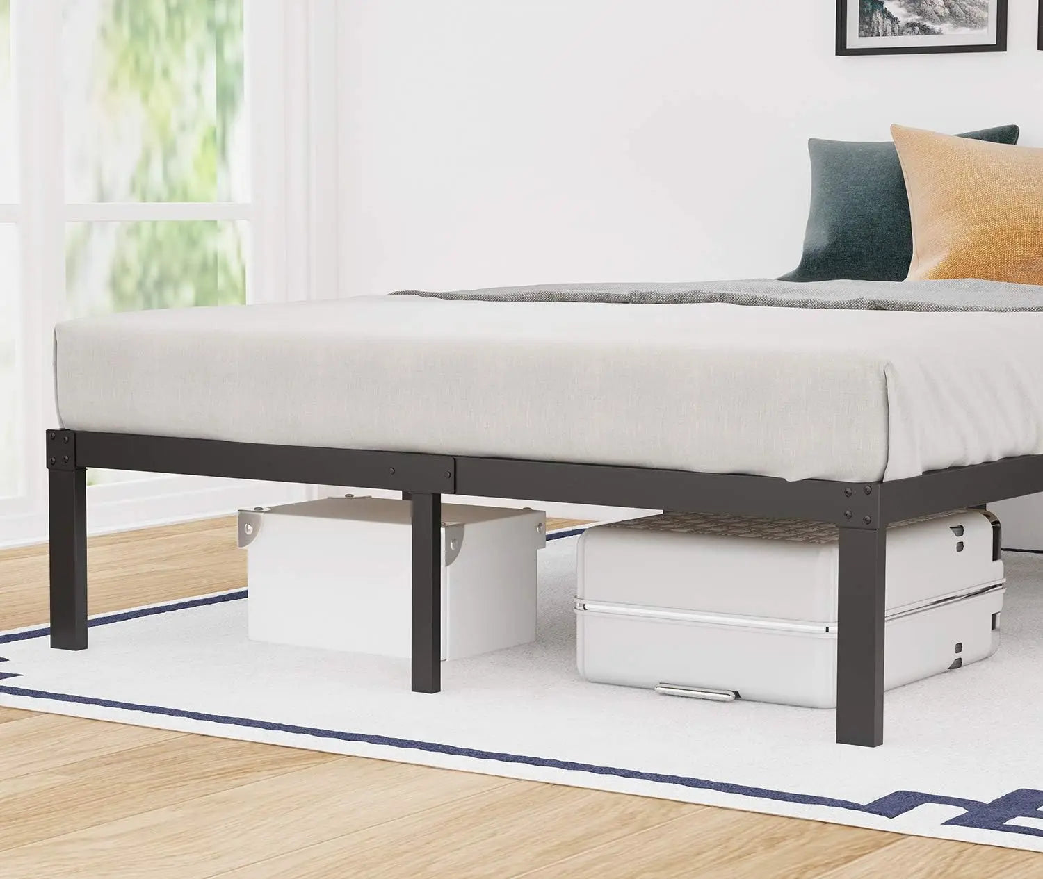 DDPNKL 3500lbs Heavy Duty,14 Inch Steel & Wooden Slat Support Reinforced Platform Bed Frame,Mattress Foundation/Easy Assembly