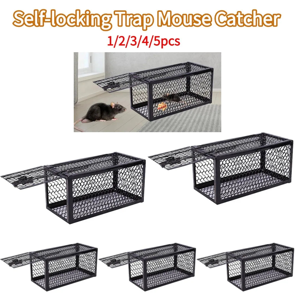 Self-locking Trap Catcher Mouse Rat Bait Mice Live Box Mice Trap Cage Reusable Catch Rat Implement Trap Rat Cage Iron Cage
