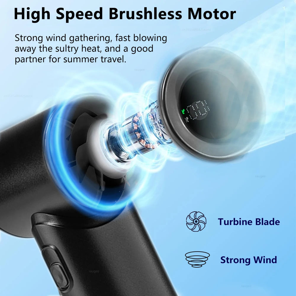 Portable Handheld Turbo Fan Mini Portable Hand Fan 3000mAh Rechargeabl