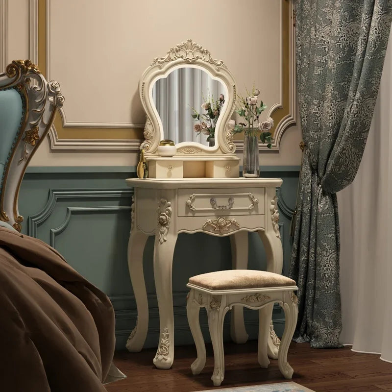 Luxury Nordic Dressing Table Mirror Vintage Bedroom Make Up Dresser Table Drawer Storage Vanity Tocador De Maquillaje Furniture