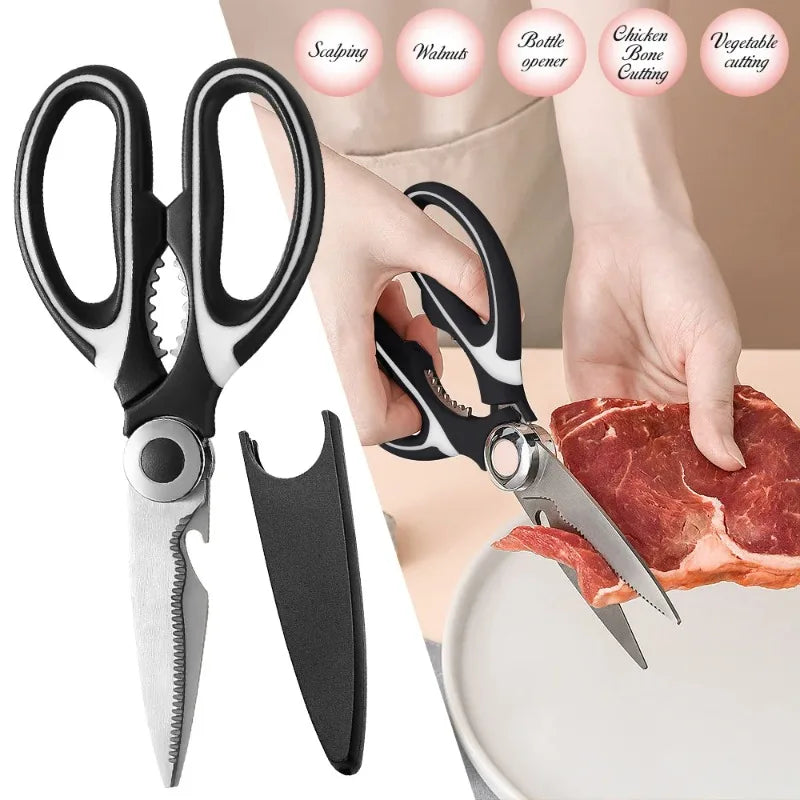 Multifunctional Scissors Kitchen Stainless Steel Scissors Chicken Bone Meat Fish Killing Dedicated Household Gadgets Scissors
