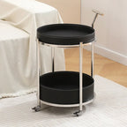 Creative Sofa Side Table with Storage, Internet Famous Coffee Table, Movable Leather and Stainless Steel Design, Modern