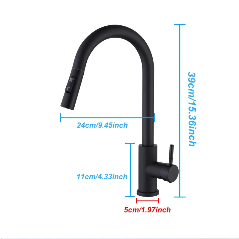 kitchen faucet with a pull - down sprayer， Without Deck Plate,Fit for kitchen sink or laundry sink