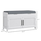 HOMCOM Shoe Bench, Entryway Bench with Cushion, Hidden Compartments, White