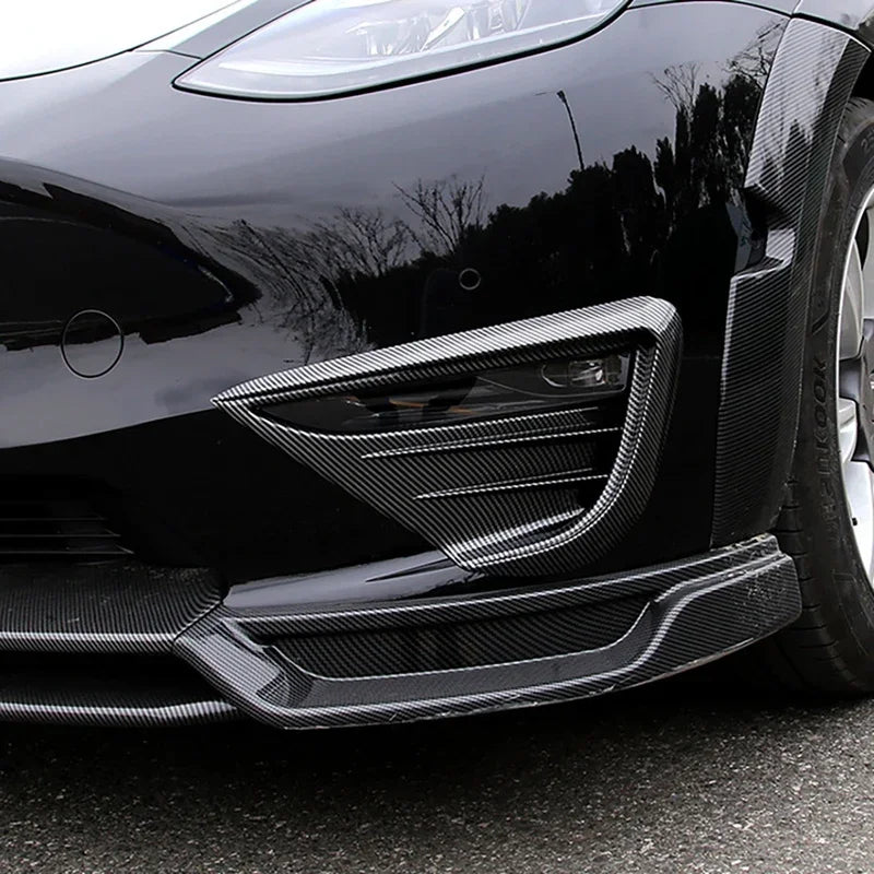 For Tesla Model Y Fog Lamp Spoiler Blade Trim Protective Cover Wolf Tooth Wind Blades ABS Car Decoration Stickers Accessories