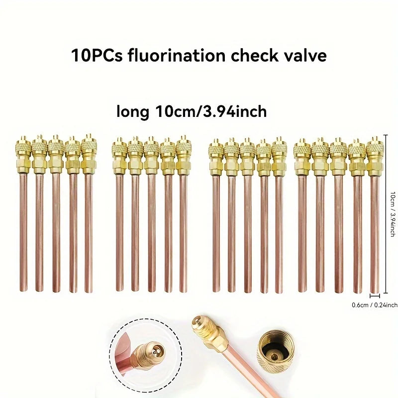 10/20PCS Car AC Refrigeration 100mm/125mm Accessories Valves Copper Tube Filling Parts 3.4 Mpa Home DIY Power Tool