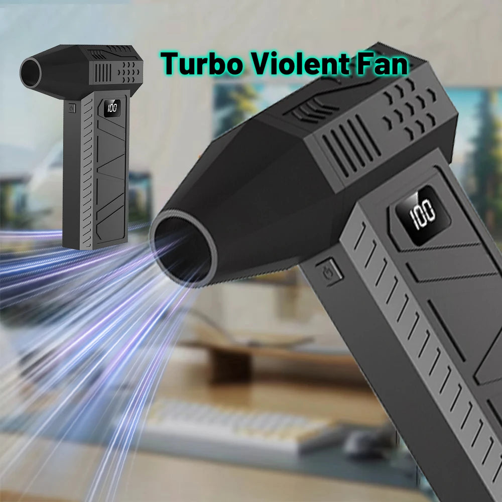 800000RPM Handheld fan Strong Wind 100 Gear Wind speed LED Digital Display Adjustable Turbo Portable Outdoor Handheld Fan
