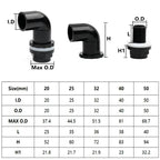 20-63mm Black PVC Pipe Connectors Ball valve Three-way Direct Garden Water Aquarium Fish Tank Drainage Tube Fittings Accessories