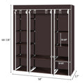 69" Portable Clothes Wardrobe Storage Organizer with Non-Woven Fabric Quick and Easy To Assemble Extra Strong and Durable Dark