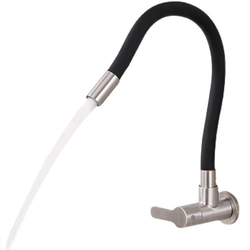 1PC SUS304 Stainless Steel Kitchen Faucet Universal Telescopic Tube Single Cold Tap Wall Mount Thread G1/2'