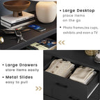 Black 6 Drawer Double Dresser for Bedroom, Wood Storage Tower Clothes Organizer, Wide Chest of 6 Drawers, Large Storage Cabinet