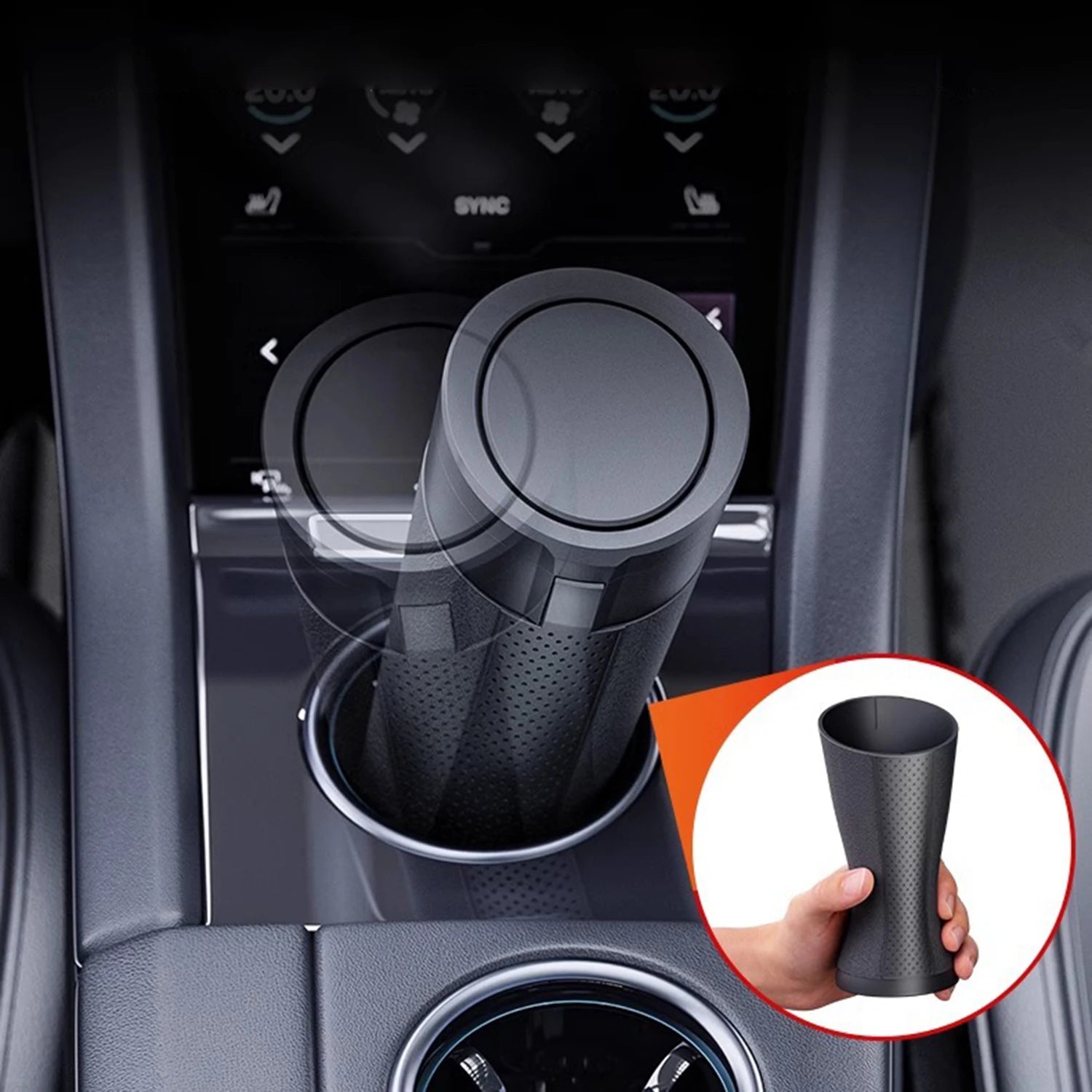 Car Trash Can With Lid Portable Car Trash Bin Car Cup Holder Trash Can 2Pce Leak-Proof Vehicle Trash Can 1Pce Garbage Bin