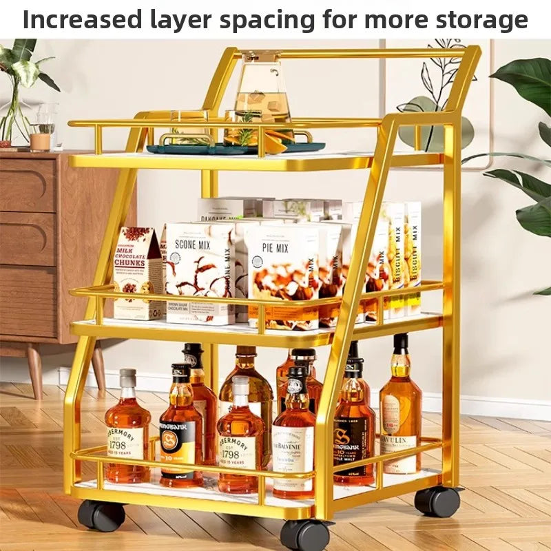 Commercial Heavy-Duty Kitchen Serving Cart Multi-Layer Storage Organizer with Wheels for Restaurant Buffet Utility Trolley