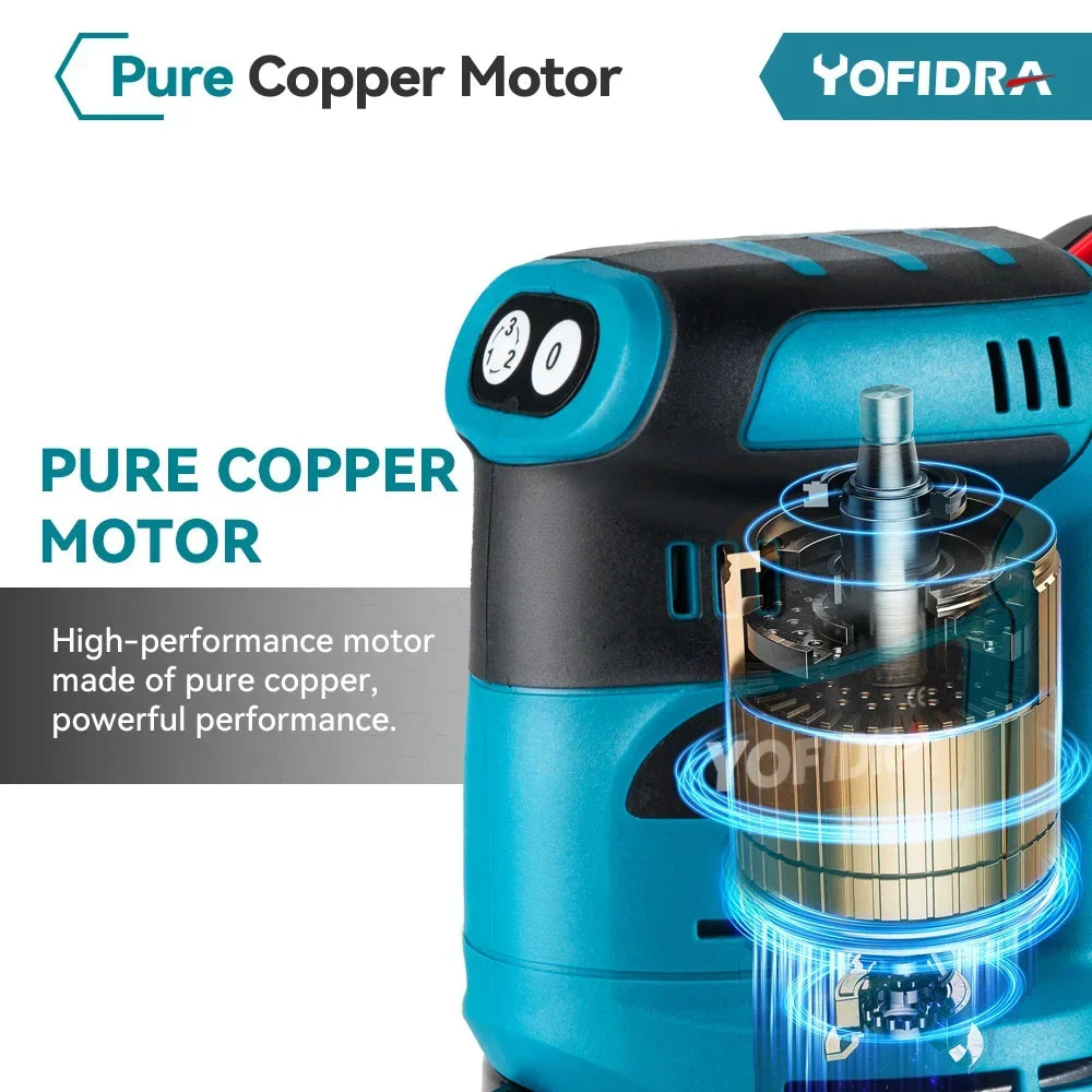 YOFIDRA 125mm Electric Orbital Sander 3 Speeds Adjustable Rechargeable Polishing Grinder Machine For Makita 18V Battery
